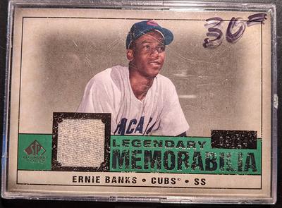 Ernie Banks Jersey Patch W/ Stamp Card Authentic Game Used 