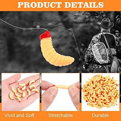 Fabbay 500 Pcs Soft Maggot Baits Fake Worms for Fishing Bass