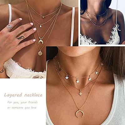 RINHOO FRIENDSHIP 4-6Pcs Multiple Layered Choker Necklace With Moon Star  Coin Multilayer Y Pendant Necklaces Set For Women (4PCS Multiple Gold  Necklace) - Yahoo Shopping