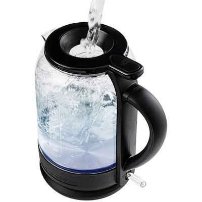Starfrit Variable Temperature Glass Electric Kettle 1500 W 1.80 quart Black  Silver - Office Depot