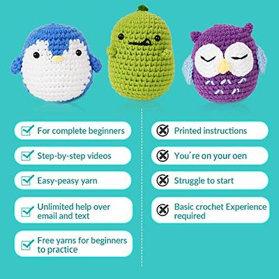 YYU Crochet Kit for Beginners, Cute Animals Complete Beginner Crochet Set,  with Step-by-Step Video Tutorials, Crochet Kits for Adults, DIY Knitting
