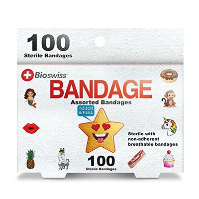  BioSwiss Bandages, Pineapple Shaped Self Adhesive Bandages,  Latex Free Sterile Wound Care, Fun First Aid Kit Supplies for Kids, 24  Count : Health & Household