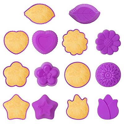 R HORSE 42 Pack Silicone Cupcake Molds Multi Flower-Shaped Baking Cups  Non-Stick Cupcake Wrappers Holders Washable Cake Cups Liners Mold for Pan  Oven