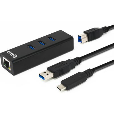 Plugable USB Hub with Ethernet, 3 Port USB 3.0 Bus Powered Hub with Gigabit  Ethernet Compatible with Windows, MacBook, Linux, Chrome OS, Includes USB