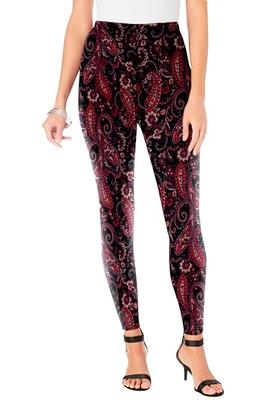 Roaman's Women's Plus Size Ankle-Length Essential Stretch Legging  Activewear Workout Yoga Pants - 3X, Black Stencil Paisley - Yahoo Shopping