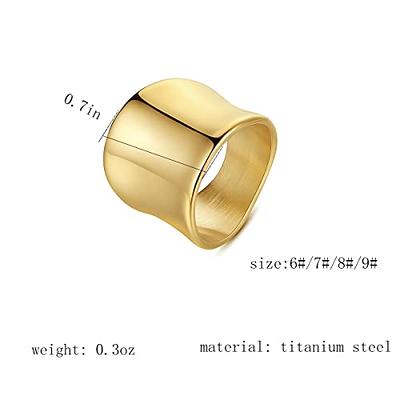 14K Gold Plated Rings Vintage Wide Band Thumb Rings Chunky Ring