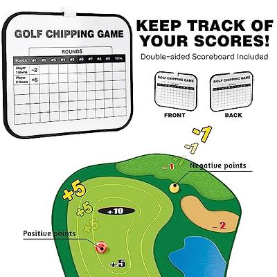 Golf Chipping Game Mat - Indoor Outdoor Golf Games for Adults with Chipping  Mat,12 Sticky Balls, 4 Ground Stakes, Score Card, and 2 Storage Bags-Golf