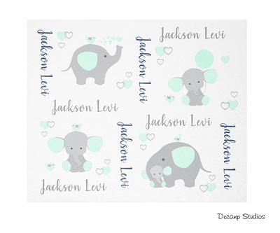 Personalized Elephant Baby Blanket Elephant Nursery Baby 