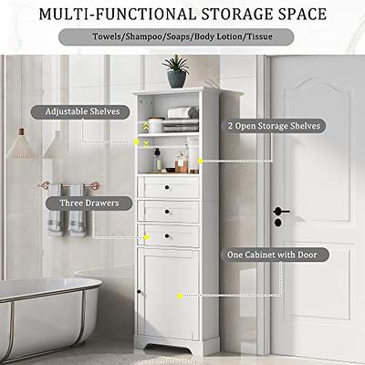 Lavish Home Kitchen or Bathroom Storage Cabinet with 3 Open Shelves, White