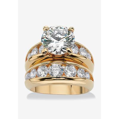 Women's Gold-Plated Round Cubic Zirconia Bridal Ring Set by