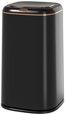 Sooyee 2.4 Gallon Slim Smart Trash Can, Black, Plastic