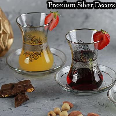 Vissmarta Vintage Turkish Tea Glasses Cups Saucers