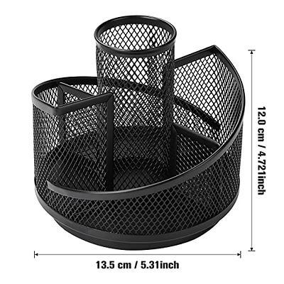 Deli Mesh Desk Organizer Office Supplies with Pencil Holder and Storage  Baskets, 3 Compartments, Black