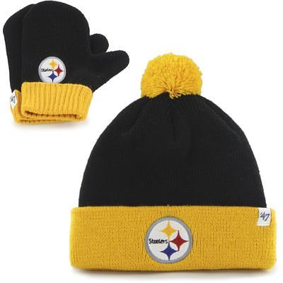 Pittsburgh Steelers New Era 2023 Black Sideline Cuffed Knit Hat with Pom