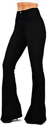 KDF Women's Black Bell Bottom Jeans for Women High Waisted Flare