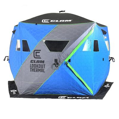 Ice Fishing Shelter 3-4 Person, Portable Insulated Ice Fishing Tent with  Stove Jack, Ice Fishing Shanty Waterproof 600D Insulated Layer 2 Doors 2