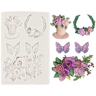 Flower Molds,Rose Mold Silicone,Silicone Chocolate Mold,Silicone Cake Mold  Butterfly,Mini Flower Mold for Cupcake, Chocolate,and Candy Making and Cake