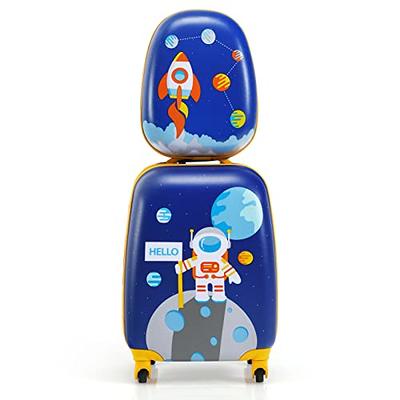 GYMAX Kids Carry On Luggage Set, 12 & 16 2PCS Rolling Suitcase