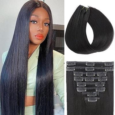 120G 8Pcs/Sets Clip In Hair Extensions Human Hair 10 to 26 Inch Brazilian  Remy Straight Hair Natural Black 4 613 Color For Women