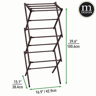 mDesign Steel Wall Mount Accordion Expandable Clothes Air Drying Rack -  Bronze