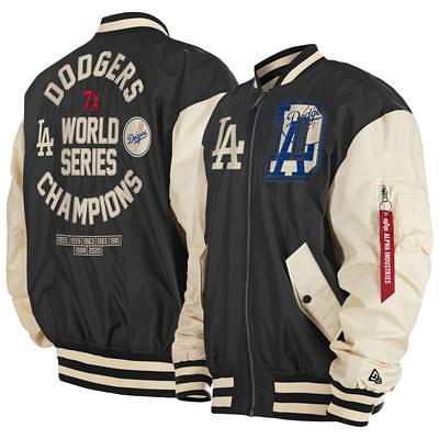 Men's Antigua Black Los Angeles Dodgers Team Logo Victory Full-Zip Hoodie