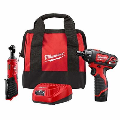 Milwaukee M12 12V Lithium-Ion Cordless 3/8 in. Ratchet Kit with One 1.5 Ah  Battery, Charger and Tool Bag 2457-21 - The Home Depot