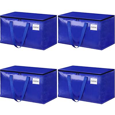 4 PK Heavy Duty Extra Storage Bags Moving Totes With Zippers for