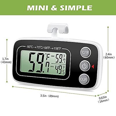 KeeKit Refrigerator Thermometer, 2 Pack Digital Freezer Thermometer, Upgraded Fridge Thermometer with Large LCD Display, Magnetic, Max/Min Record