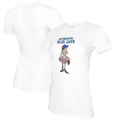 Toronto Blue Jays Tiny Turnip Women's Shark 3/4-Sleeve Raglan T-Shirt -  White/Royal