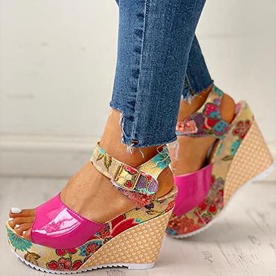 Women Summer Wedge Sandals Floral Bowknot Platform High Heels Ladies Shoes  New