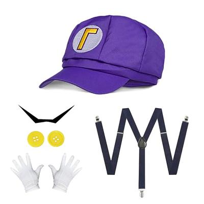 Super Mario Bros Mario Cosplay Costume Carnival Two Piece Set With Hat  Mustache Waluigi Costume 