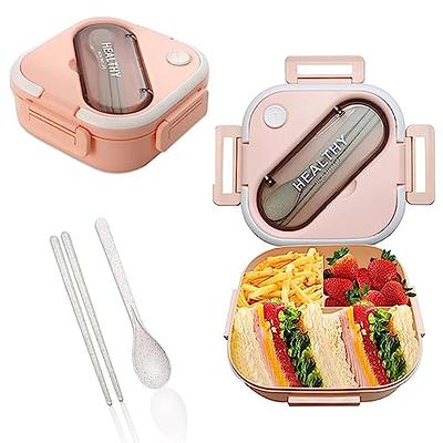 BUBBLOO Bento Box for Kids with Silverware - 3 Compartment Ideal Portion  Sizes - BPA Free Removable Plastic Tray - Leak Proof Kids Lunch Box, Pink