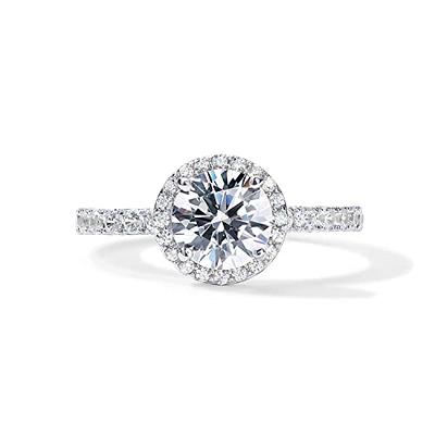 PAVOI 14K White Gold Plated Engagement Ring For Women