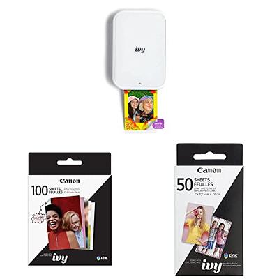  Canon Ivy 2 Mini Photo Printer, Pure White & Ivy Zink Pre-Cut  Circle Sticker Paper, 20 Sheets & Zink Photo Paper Pack, 20 Sheets, White,  2 X 3 : Office Products