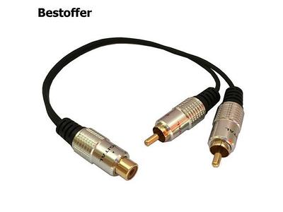 Poyiccot RCA to 1/4 Adapter Cable, 6.35mm 1/4 inch TRS Stereo Jack Female  to 2 RCA Male Plug Y Splitter Adapter Cable 25cm/10inch (635F-2RCAM)