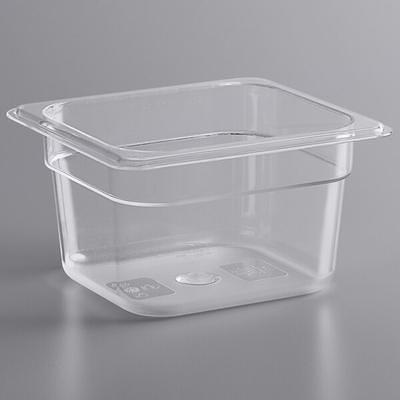 Vigor 1/9 Size 4 Deep Clear Polycarbonate Food Pan with Secure Sealing  Cover - 3/Pack