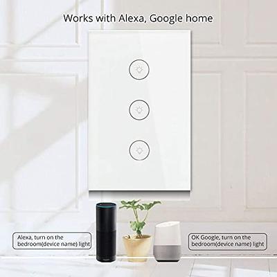 Alexa-compatible wifi glass panel home smart light switch - 2 gangs