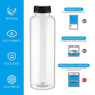 Clear Plastic Juice Bottles - 16 oz, White Cap