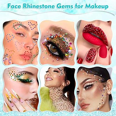 5608Pcs Makeup Rhinestones with Face Glue, Flatback Colorful Face