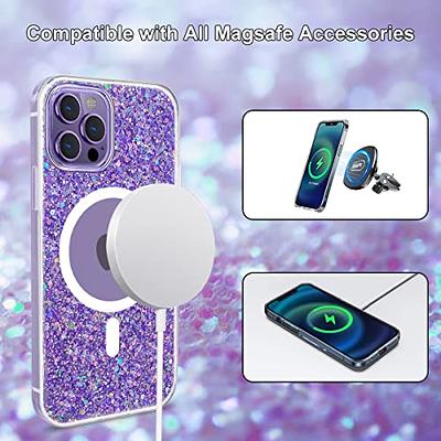 MGQILING Compatible with iPhone 12 Pro Max Magnetic Glitter Case, Luxury  Plating Cute Bling Clear Phone Case, Compatible with MagSafe for Women  Girls with Camera Protector Back Cover - Blue 