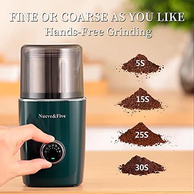 Nueve&Five Adjustable Coffee Grinder Electric, Cordless Coffee Grinder  Espresso, Electric Coffee Grinder With Timing Setting, Coffee Bean Grinder  Electric With Removable Stainless Steel Bowl (GREEN) - Yahoo Shopping