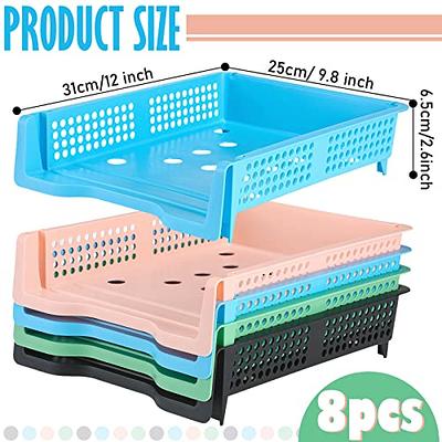 8 Pack Plastic Pen & Pencil Baskets Trays for Classroom Organizer Storage