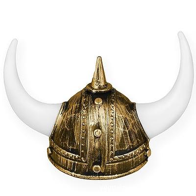 Medieval Viking Warrior Horns Black Helmet Fancy Dress Costume Hat