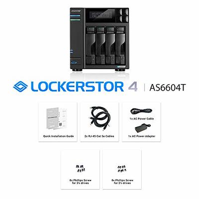 Asustor Lockerstor 4 AS6604T - 4 Bay NAS, Quad-Core 2.0GHz CPU, 2 2.5GbE  Ports, 4GB RAM DDR4, 2 M.2 SSD Slots, Network Attached Storage (Diskless)