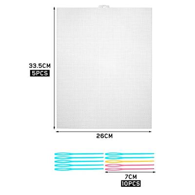 WXJ13 5 Pieces Plastic Mesh Canvas Sheets for Embroidery, 7 Count