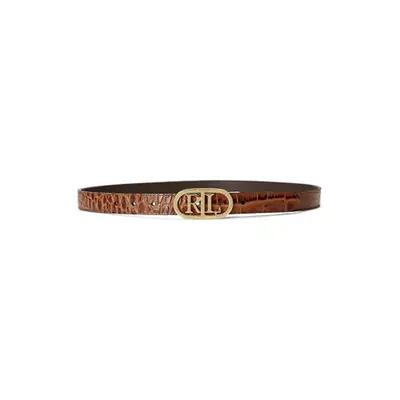 Lauren Ralph Lauren Women's Oval-Logo Reversible Leather Skinny Belt