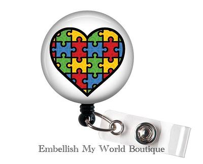 Autism Badge Reel/Retractable Badge/Nurse Reel/Badge Holder/Id