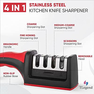 4 IN 1 Knife Sharpener, 4-Stage Knife Sharpening Tool Multifunctional Kitchen  Knife Scissor Sharpener with the Diamond, Ceramic, and Tungsten Steel Rod