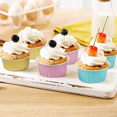 50pcs Foil Cupcake Liners with Lids Round Aluminum Muffin Cake