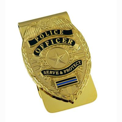 Police Officer Badge Money Clip Card Holder Thin Blue Line Gift